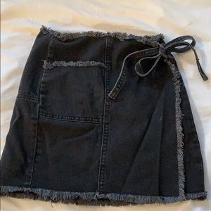 SOLD! Black denim tie skirt